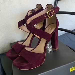 Vince Camino  plum suede shayla heels size 8.5 w